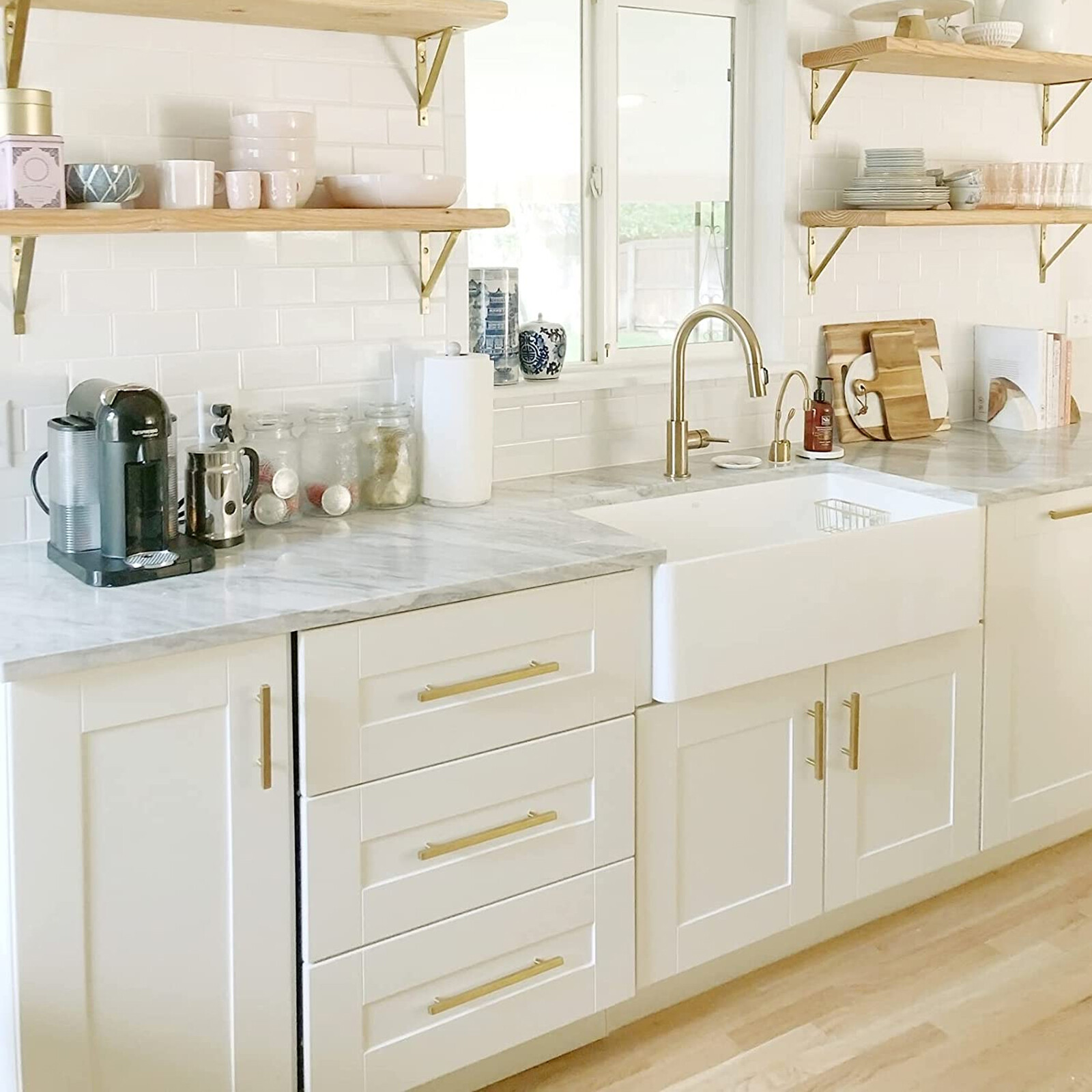 20 Pack Stainless Steel Brushed Gold Kitchen Cabinet Handles Square Drawer Pulls