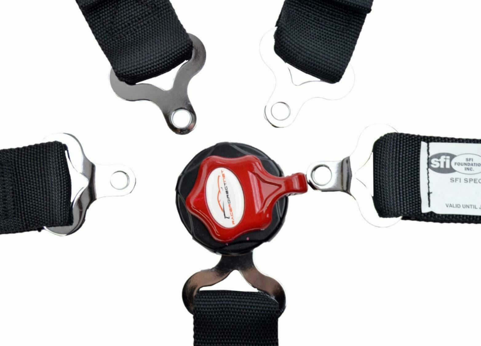 BLACK JR DRAGSTER 2" RACE HARNESS SFI 16.1 CERTIFIED CAM LOCK ROLL BAR MOUNT