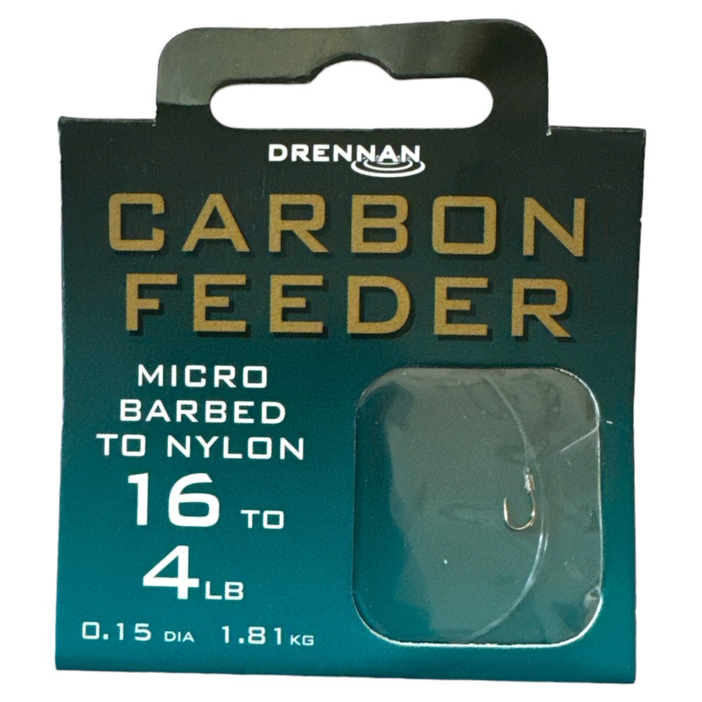 Drennan Carbon Feeder Micro Barbed Hooks to Nylon