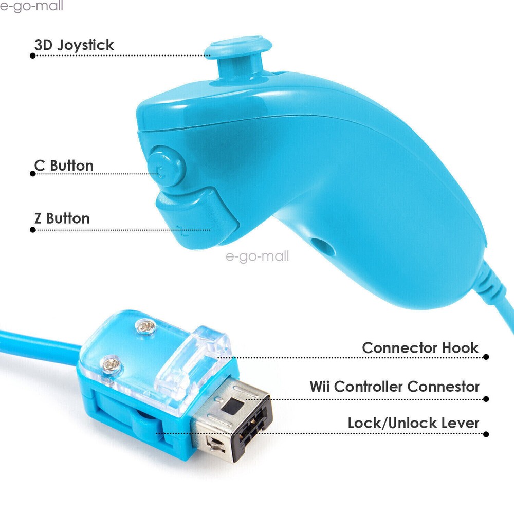 Wii Remote Motion Plus Wireless Controller Nunchuck for Nintendo Wii & Wii U