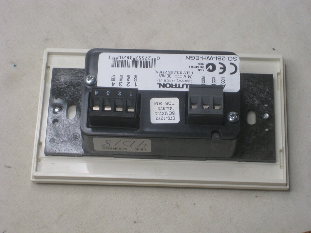 1x LUTRON SO-2BI-WH-EGN wallstation switch 2 button faceplate control unit