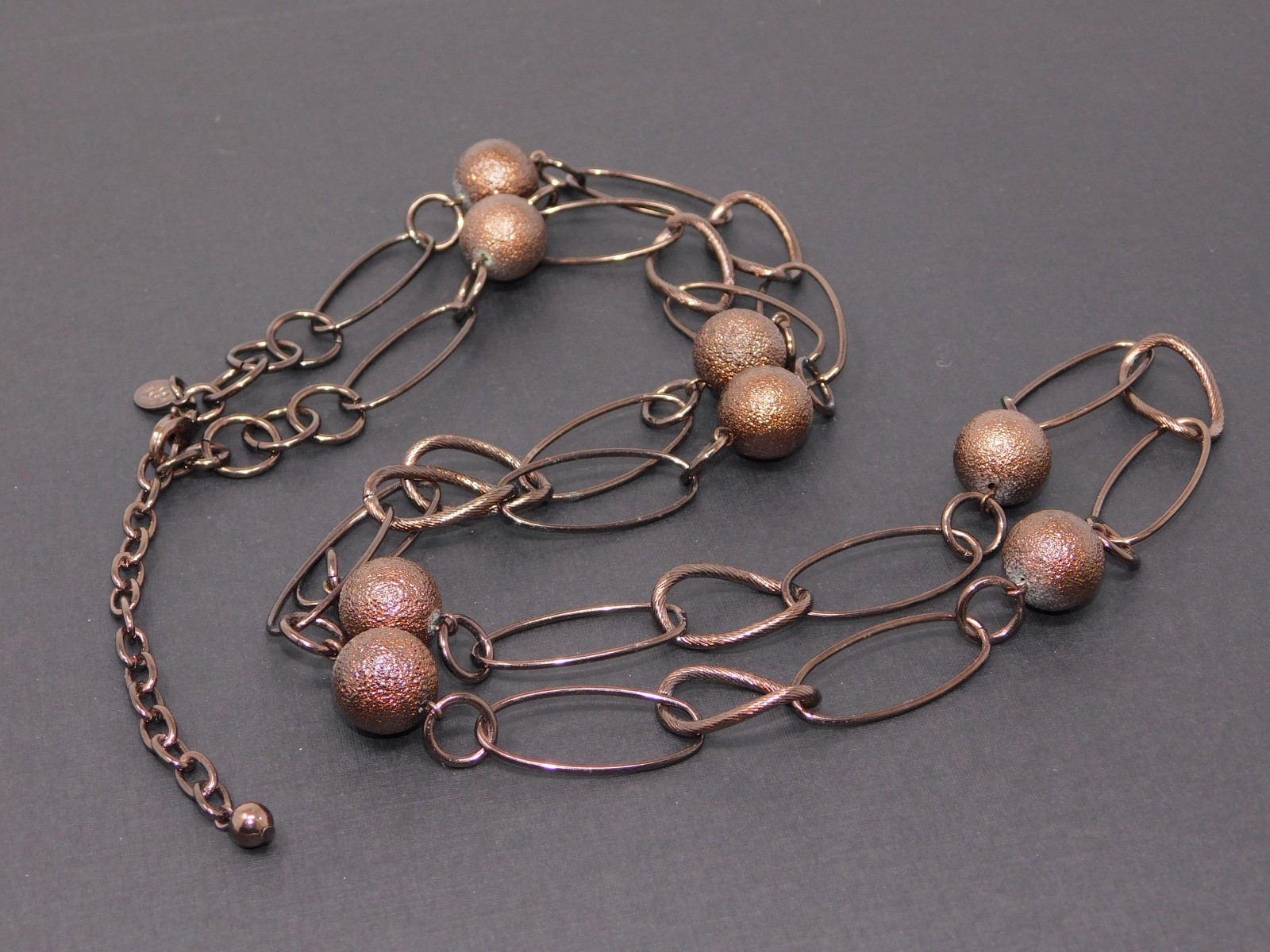 Vintage JOAN RIVERS Copper Tone Ball Bead Station Saturn Chain 36" Necklace