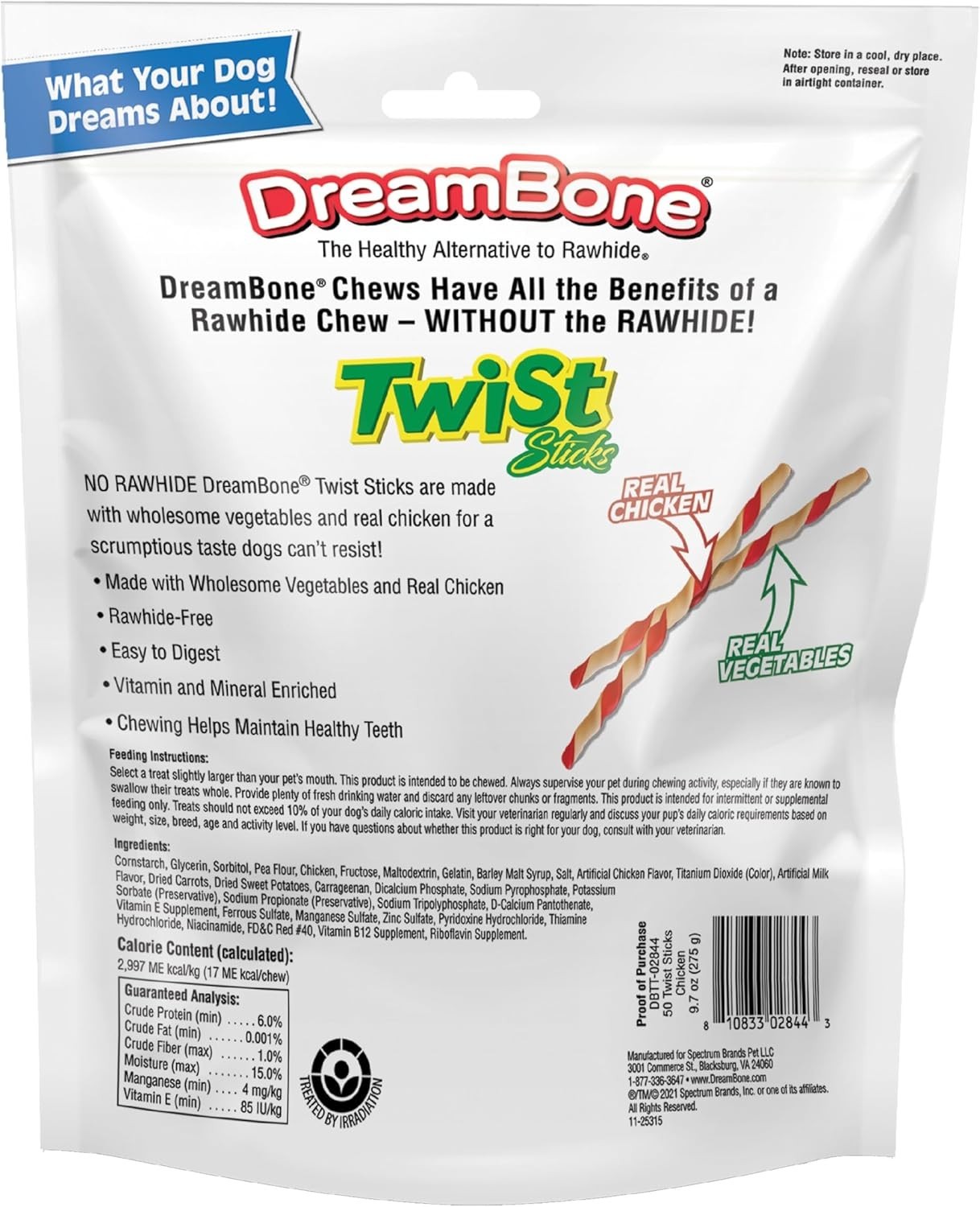 DreamBone Twist Sticks Chews for Dogs, 50 Count, Treat Your Dog to Easy-to-Diges