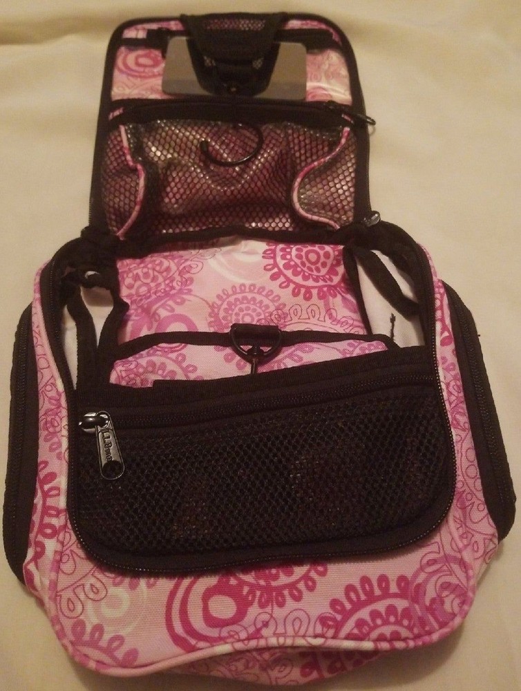 L.L. Bean Small Pink and White Accessory Case