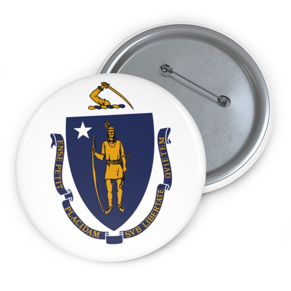 Official State of Massachusetts Flag Button