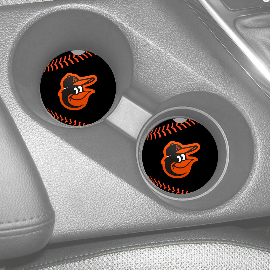BALTIMORE ORIOLES SANDSTONE CAR COASTERS ABSORBENT SET (2)