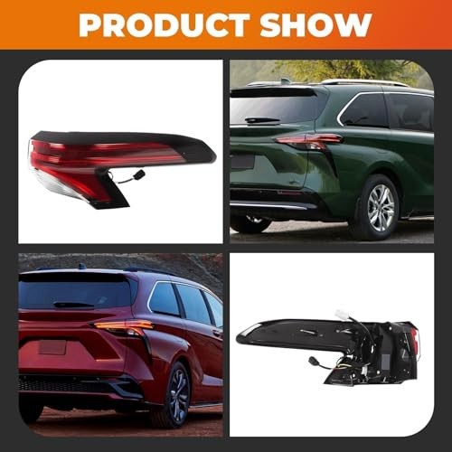 Passenger Side Outer Tail Light Assembly Compatible with Sienna LE XLE Right