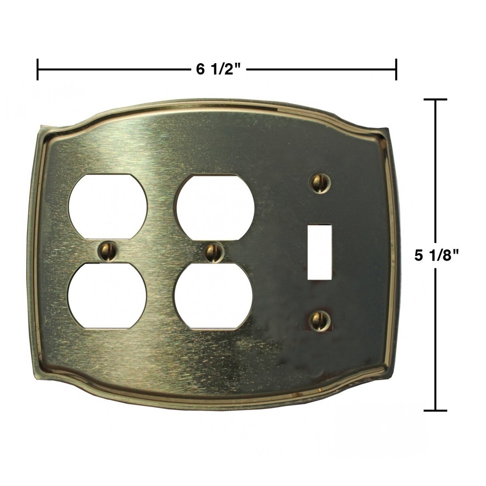 Switchplate Bright Solid Brass Toggle/Double Outlet | Renovator's Supply