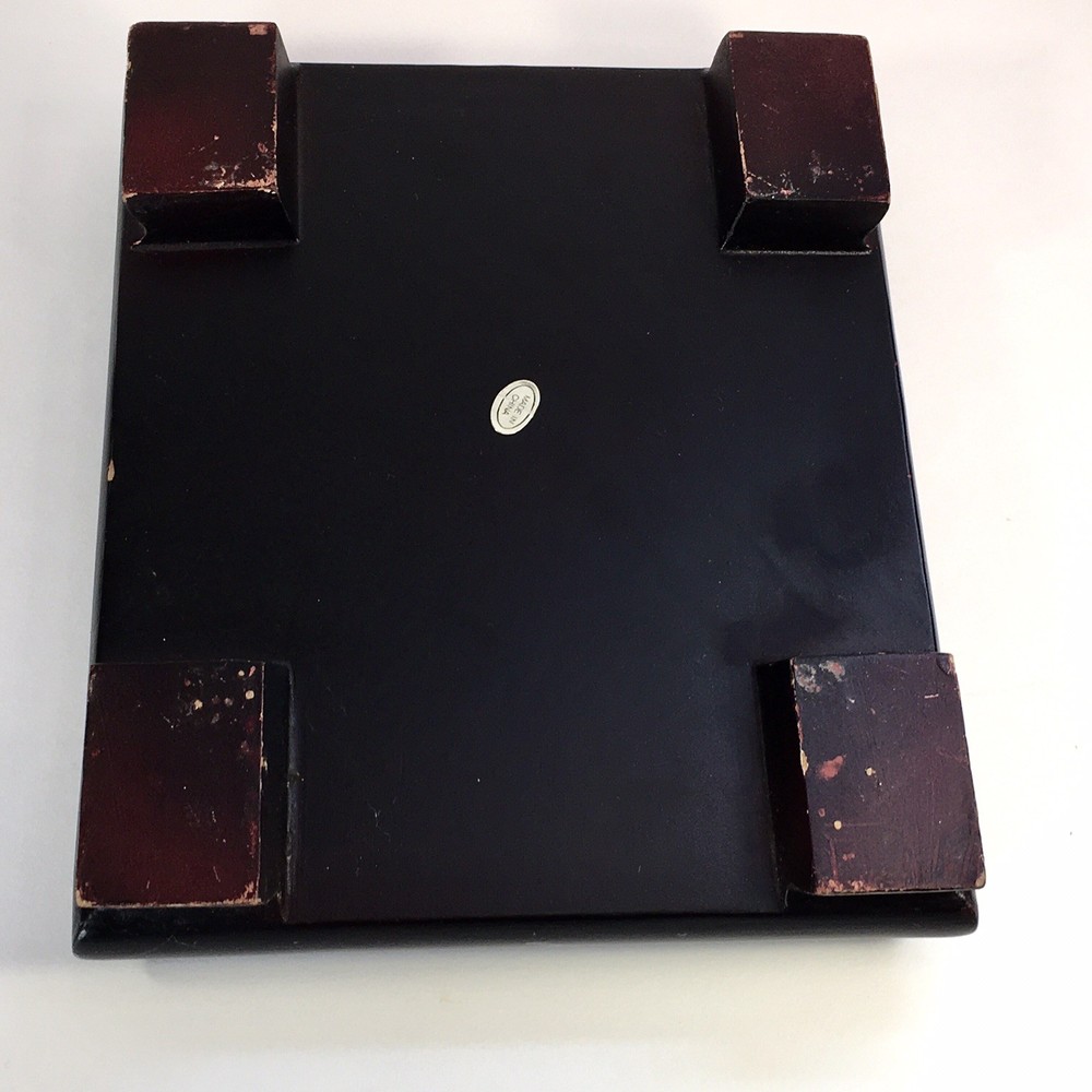Rectangular Footed Wooden Display Plaque Stand Base Figurine Plants 6"X7"