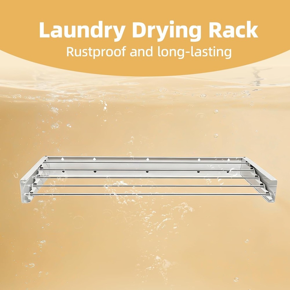 Wall Mounted Clothes Drying Rack 32", Collapsible Space Saving Laundry Drying Ra