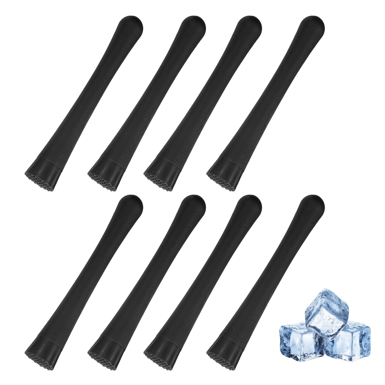 8 Pcs Cocktail Muddler, 8 Inch PP Drink Muddler, Black (Thick)