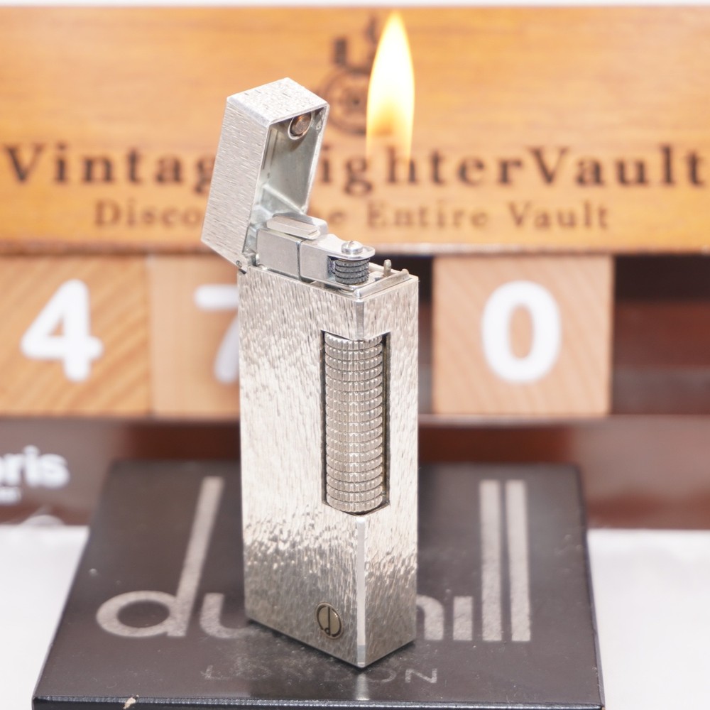 Dunhill Lighter Silver Sand Pattern _Ultrasonically Cleaned_Working