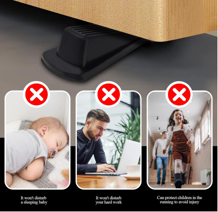 4 Pack Rubber Door Stoppers Wedge Heavy Duty Stackable Stop for Floor Bottom