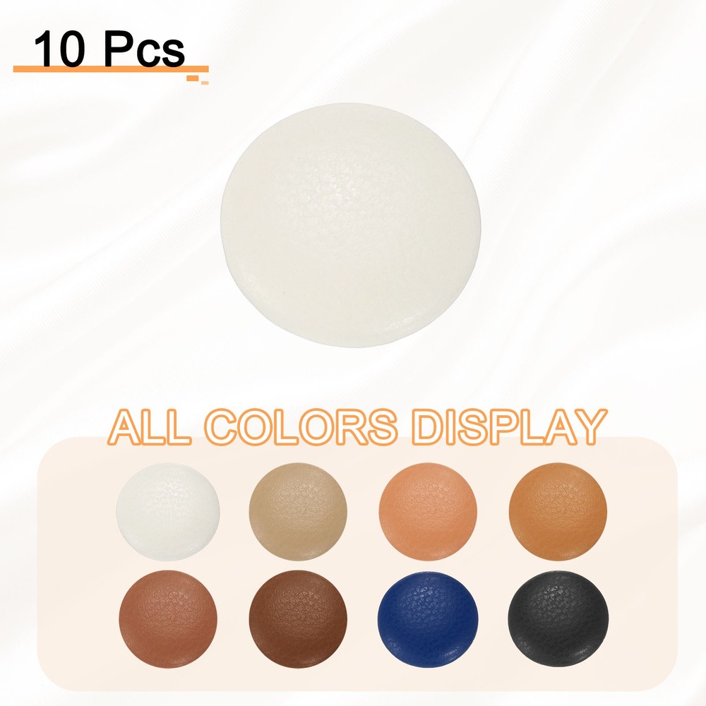 10pcs PU Leather Covered Button 18mm Plastic Shank Round Button, White