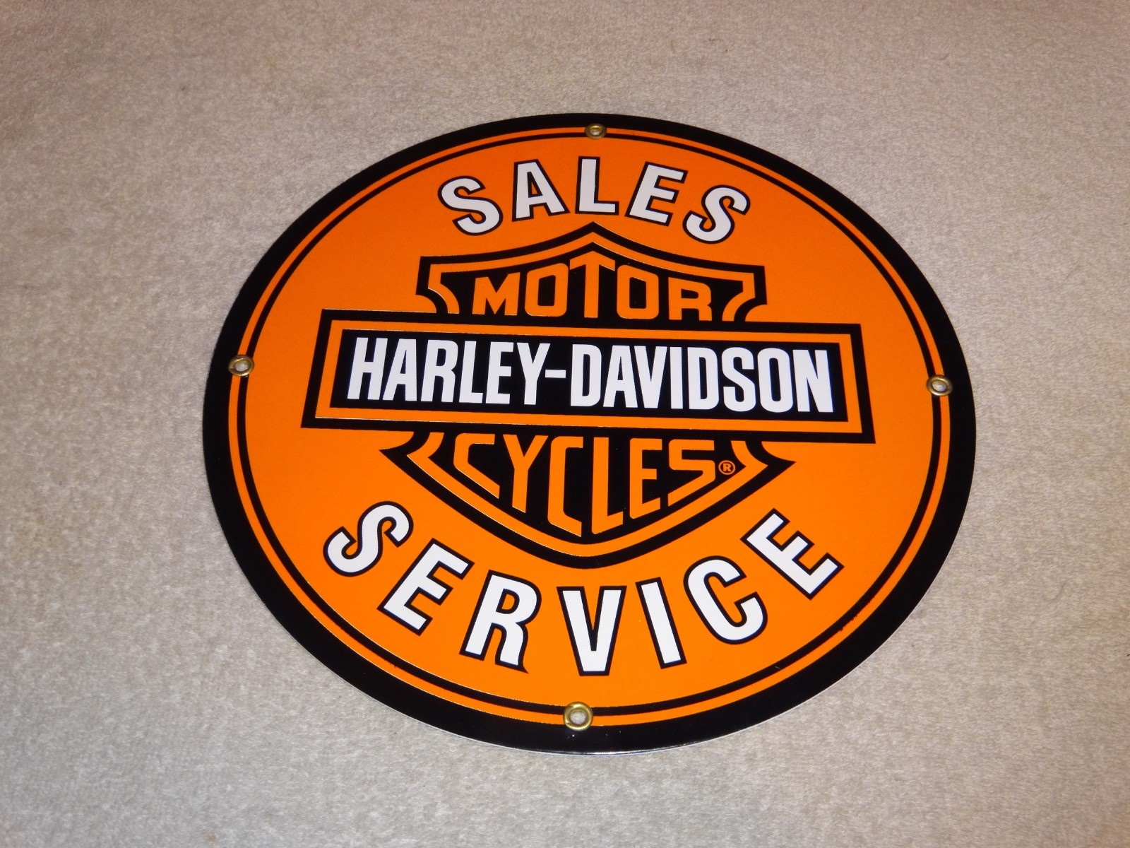 VINTAGE HARLEY DAVIDSON MOTORCYCLE SALES SERVICE DEALER PORCELAIN GASOLINE SIGN!