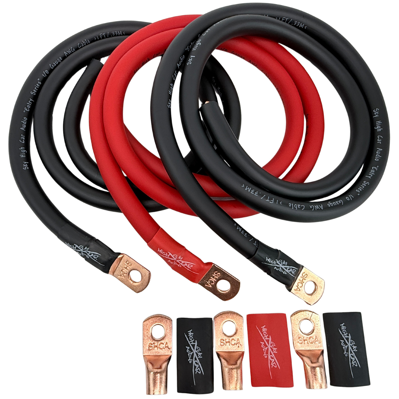 1/0 Gauge Big 3 Upgrade Kit CCA Sky High Car Audio Alternator Red Blue Green