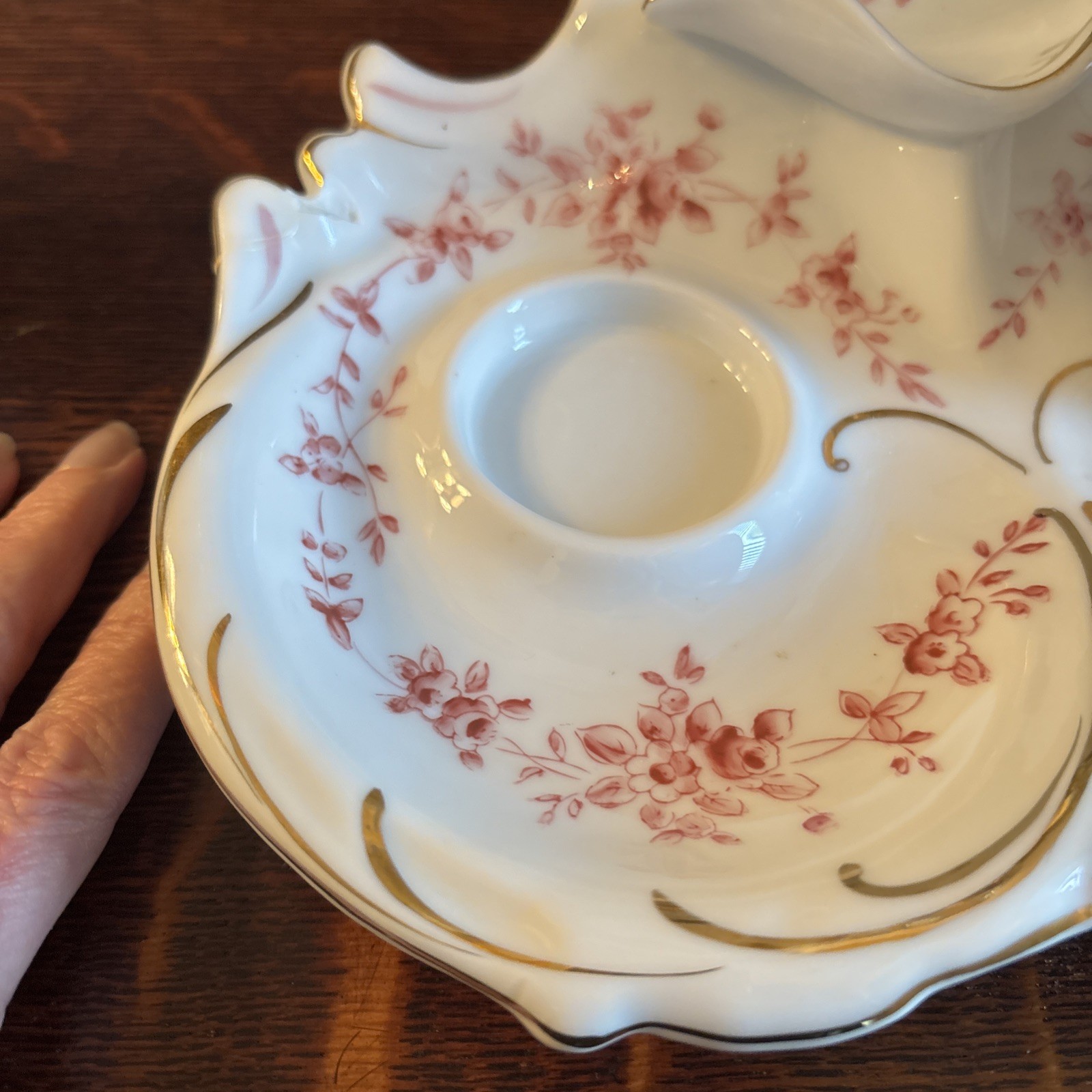 Porcelain 5 Piece Inkwell Dresser Set~Sandrea Japan G904~Chips & Cracks