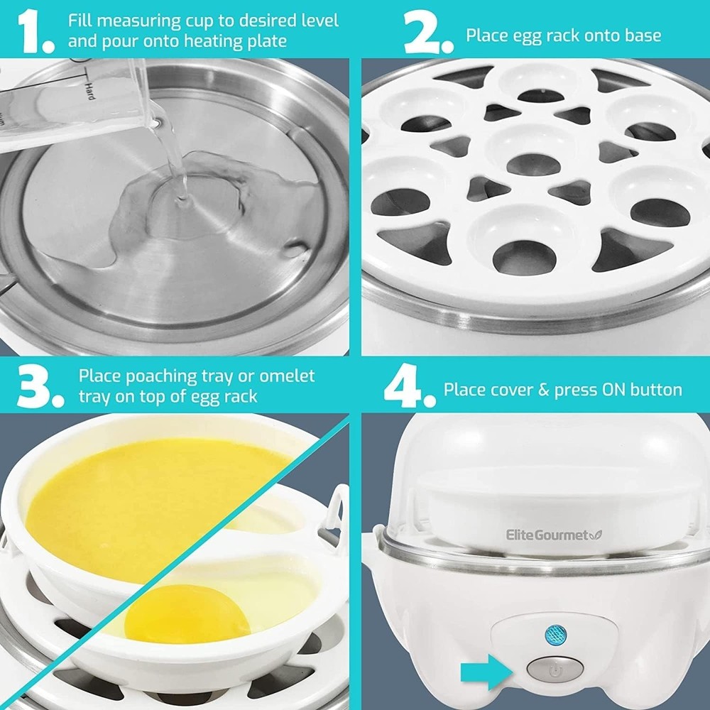 Versatile Egg Cooker - Rapidly Cook 7 Perfect Eggs, Omelets & Poached Delights