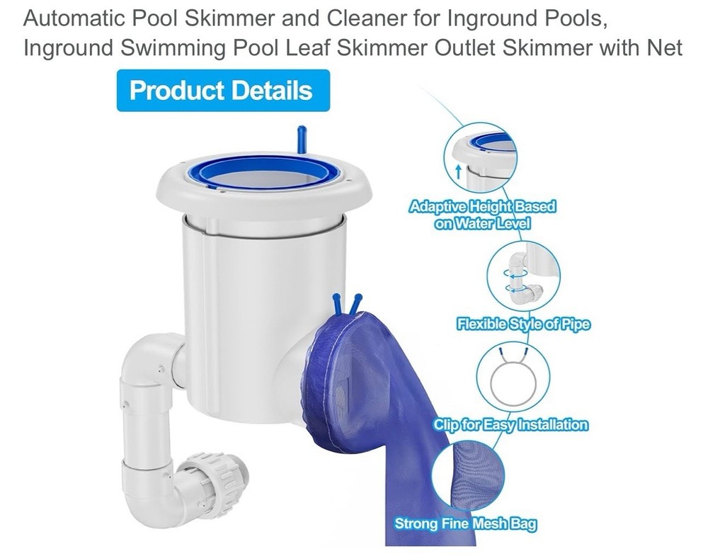 Automatic Pool Skimmer Cleaner for Inground Pools Leaf Skimmer Net