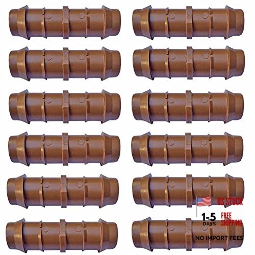 1/2" Coupling Drip Irrigation Fittings (12 Pack) - Barbed Drip Line Coupler