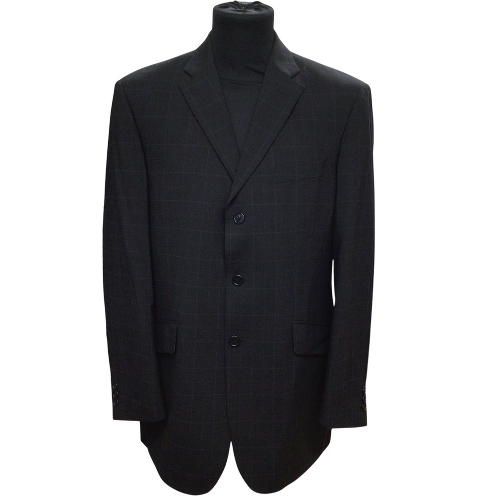 Marks & Spencer Wool Blend Check Suit Jacket Black 40M