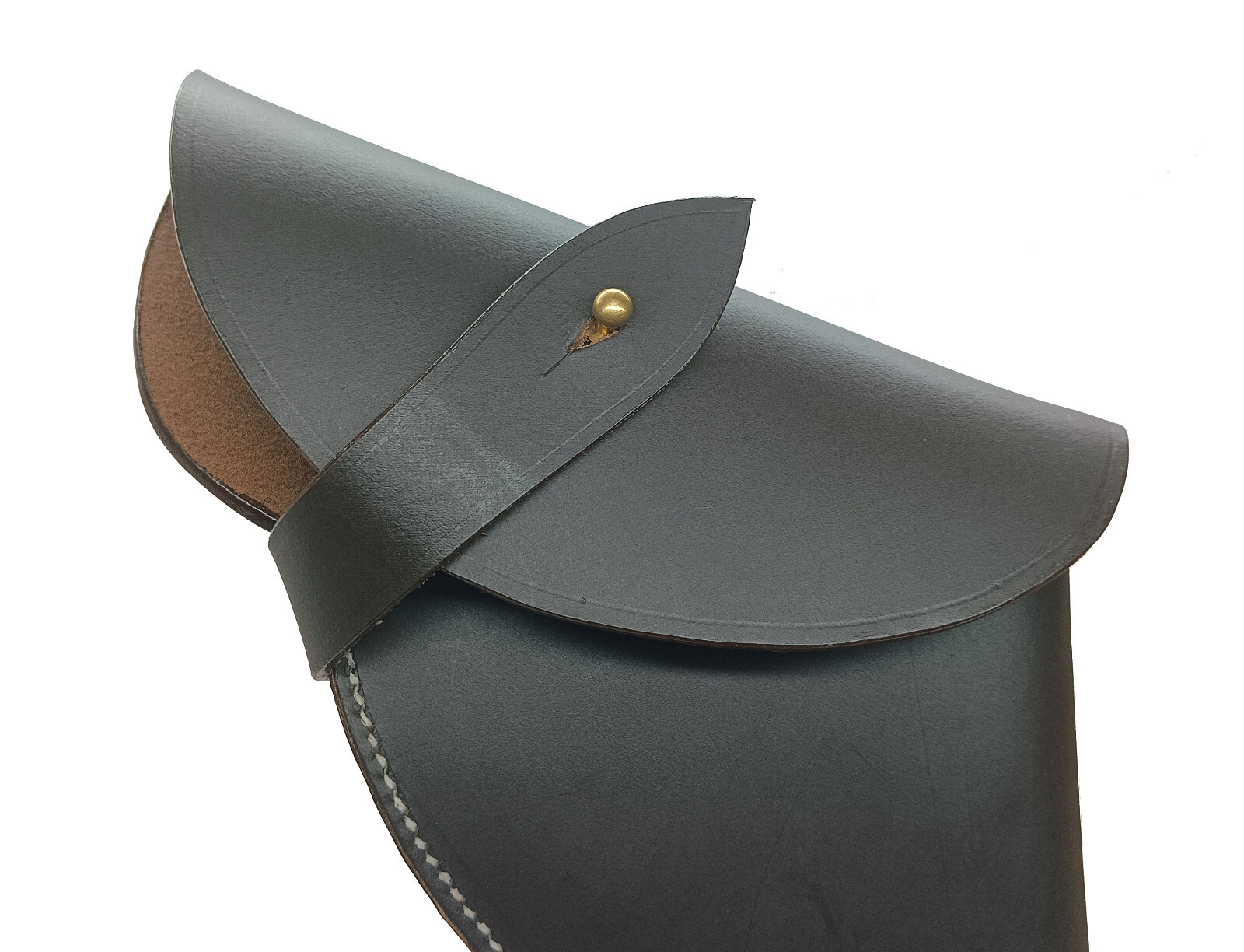 British WW I&II .455 Webley Revolver Leather Holster Dark Brown Color Right Hand