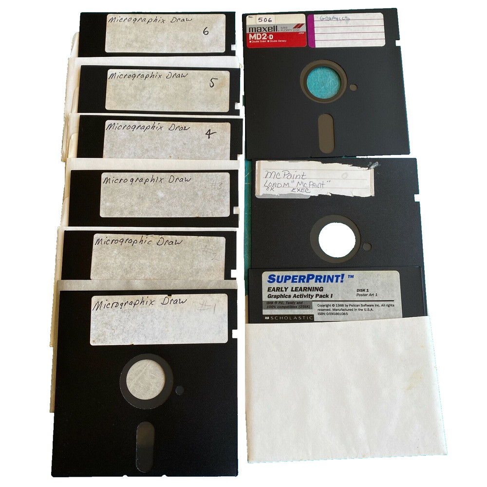 Micrographix McPaint SuperPrint Graphics Software Lot 5.25" Floppy Disk Computer