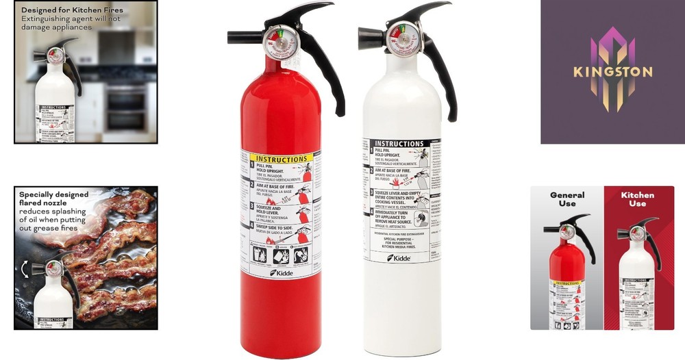 Essential Kitchen Fire Extinguishers: 2 Pack with Wall Mount Brackets Included