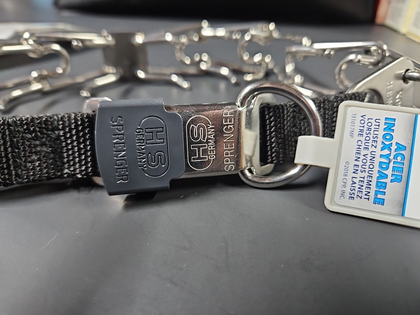 Herm Sprenger Stainless Steel Prong Dog Training Collar with Release Buckle 25"