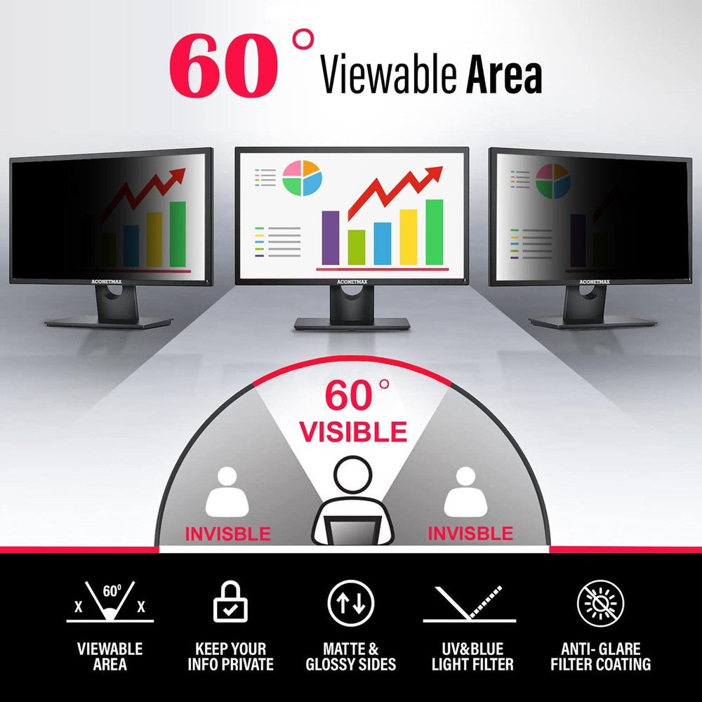 [2 Pack] 19 Inches Privacy Screen Filter for Computer 16:10 Widescreen Monito...