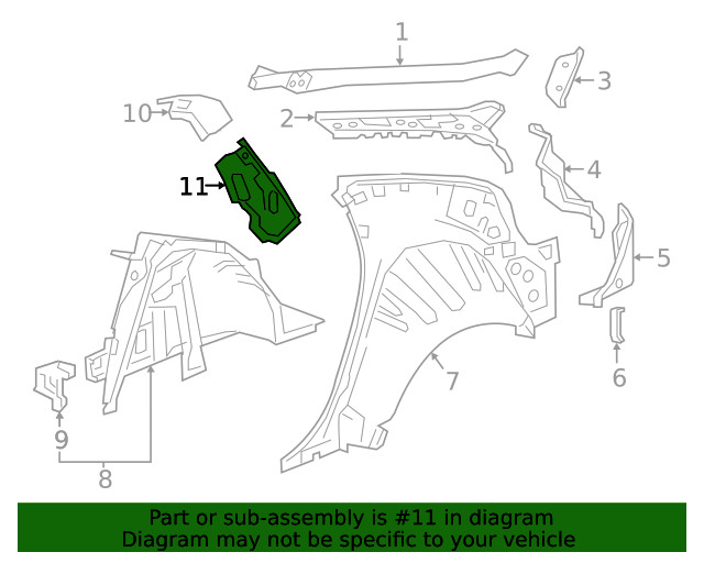 Genuine GM Passenger Side Quarter Inner Panel Brace 22976191