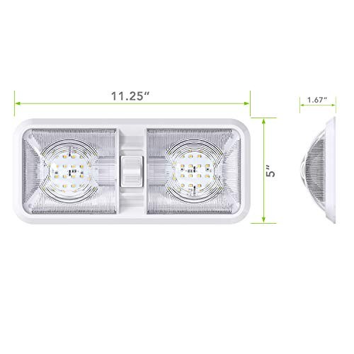4 Pack RV LED Ceiling Double Dome Light Fixture with ON/OFF Switch Interior
