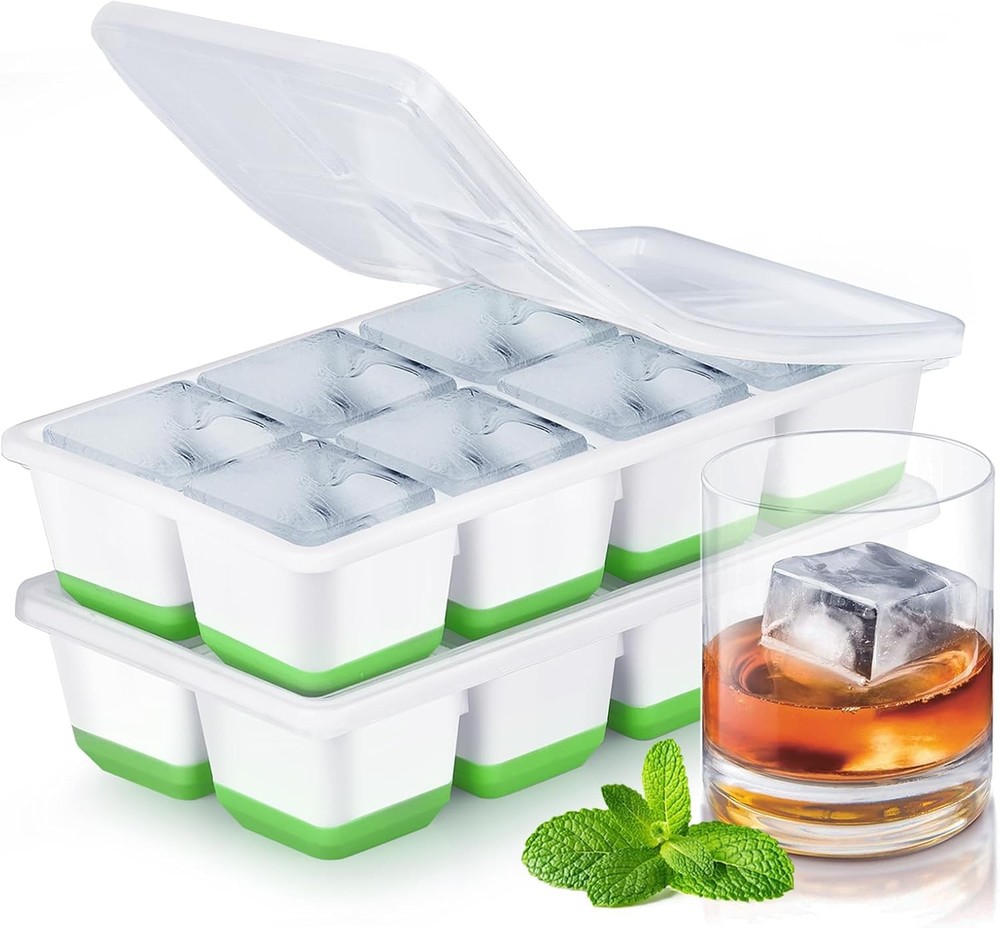 Lar Ice Cube Trays with Lid,  Staable Silicone Ice Cube s