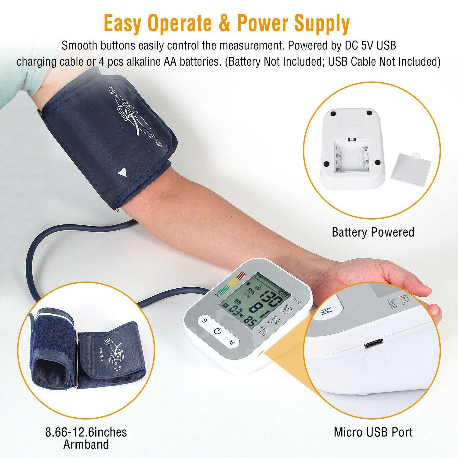 Automatic Digital Upper Arm Blood Pressure Monitor Accurate BP Cuff Pulse Meter