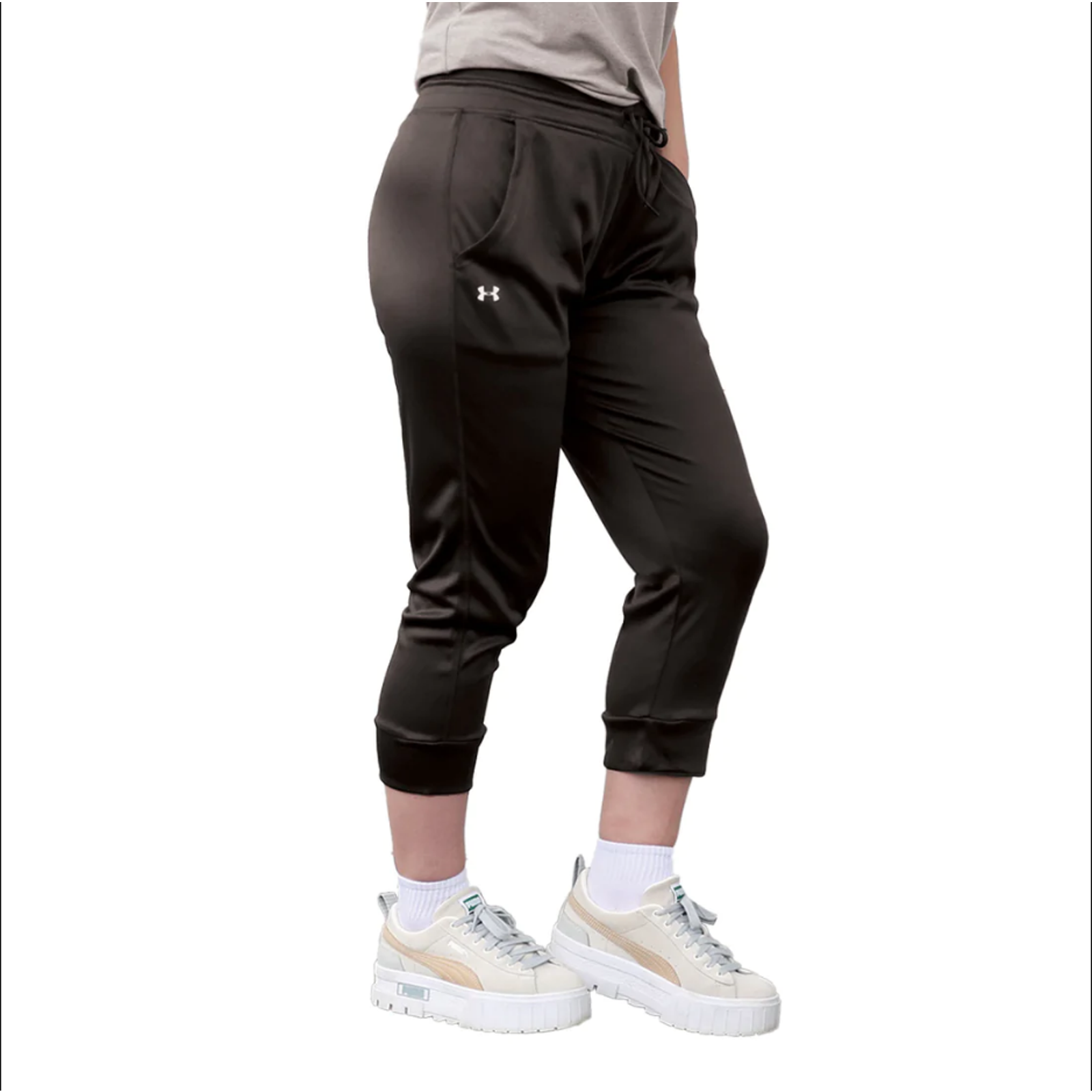 Under Armour Women's Tech Capris 3/4 Pants Large Black Athletic New MSRP$40