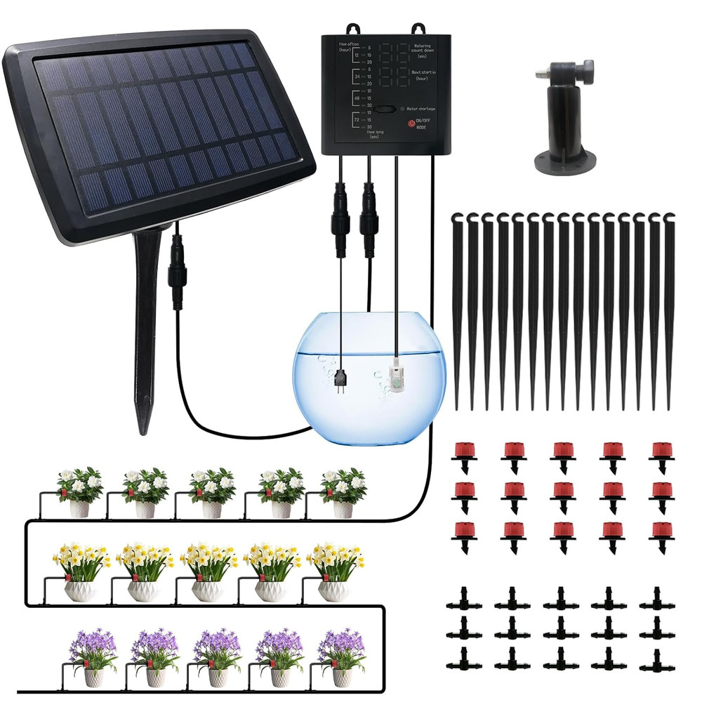 Solar Automatic Drip Irrigation Kit System, 12 Timer Settings Garden Irrigation