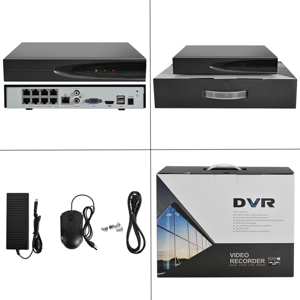 Vikylin 4K 12MP 8CH 8POE NVR Security CCTV 8Channel Network Video Recorder H.265