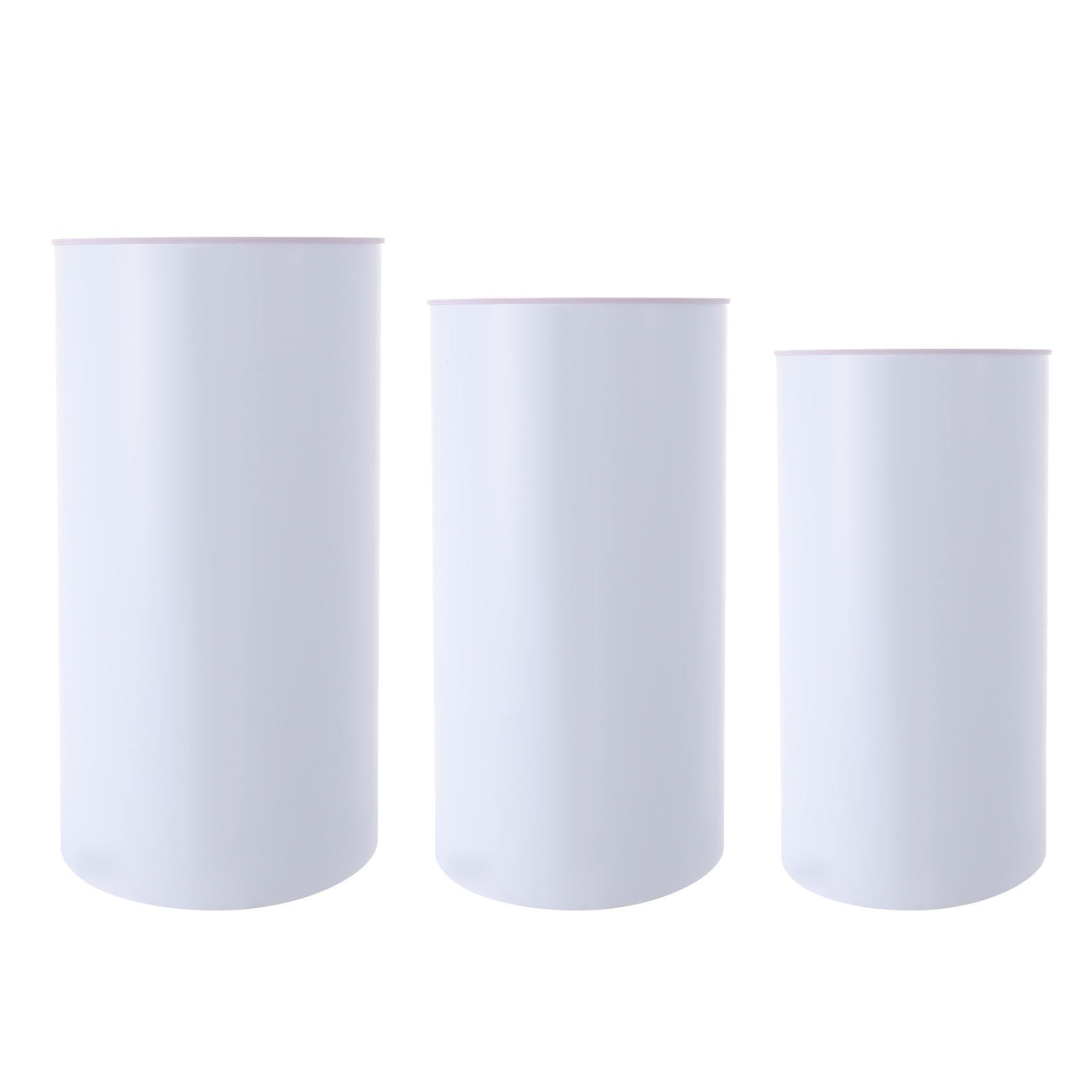 3 Pcs Round Cylinder Pedestal Stand For Wedding Party Display Stand Decor White