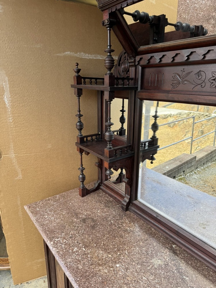WALNUT AND BURL CARVED SIDEBOARD