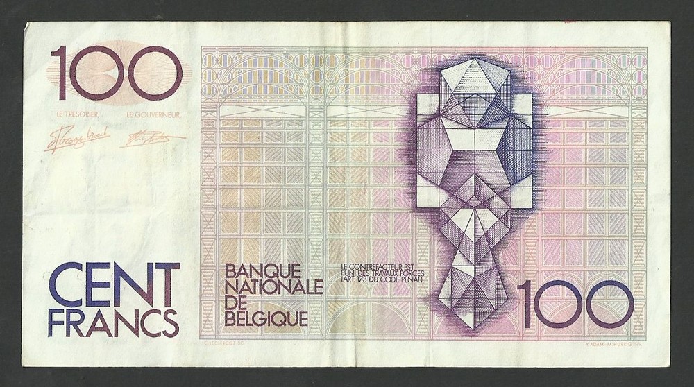 Belgium 100 Francs Banknote 1982 - 1994