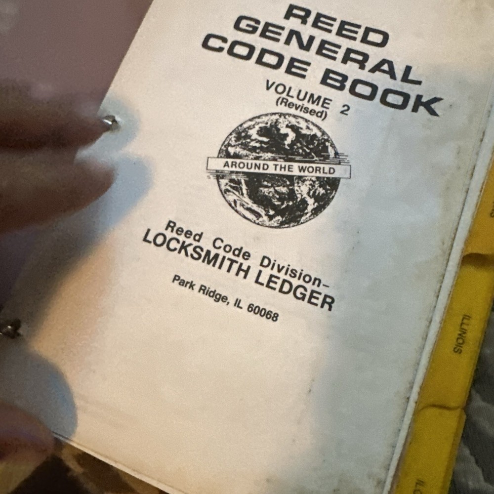 Reed General Code Book Locksmith Ledger Volume 2 Revised 1982/86/87/89 Look Read