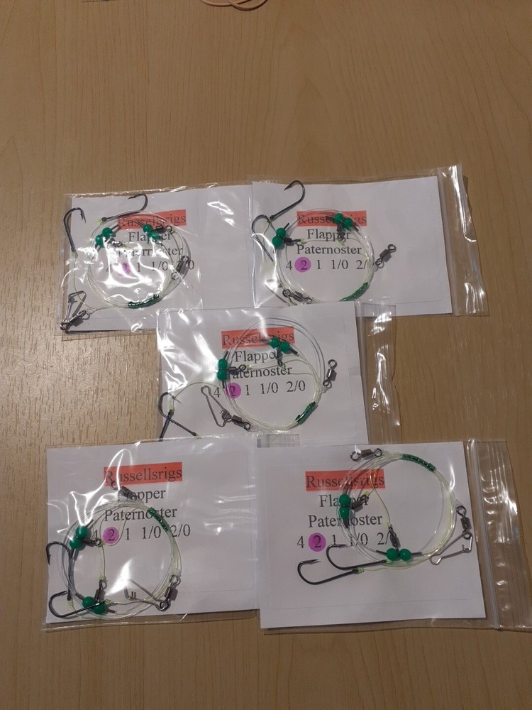 5 x 2 hook flapper rigs,  2# Baitholder Hooks