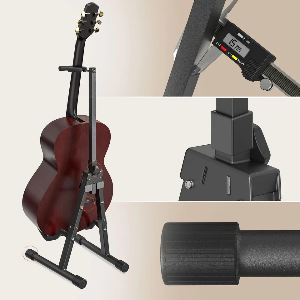 GLEAM Adjustable Folding Guitar Stand, A-shape with Neck Holder, Fully Assemb...