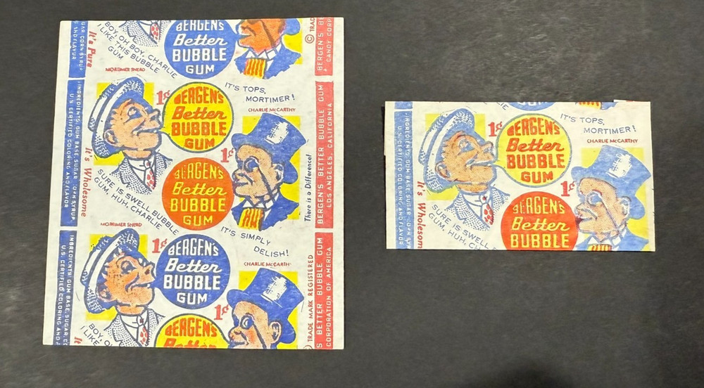 Vintage Bergen's Better Bubble Gum Wrappers....2 Items