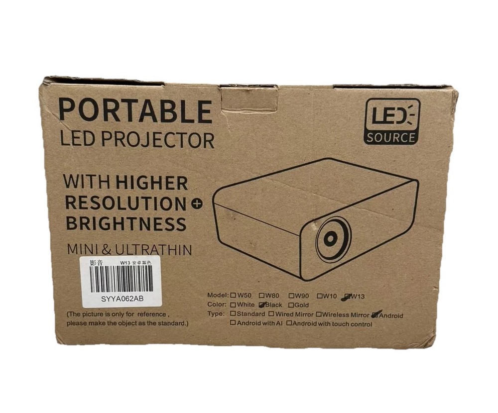 Portable Mini LED Projector 1080p Ultra Thin - Includes Remote
