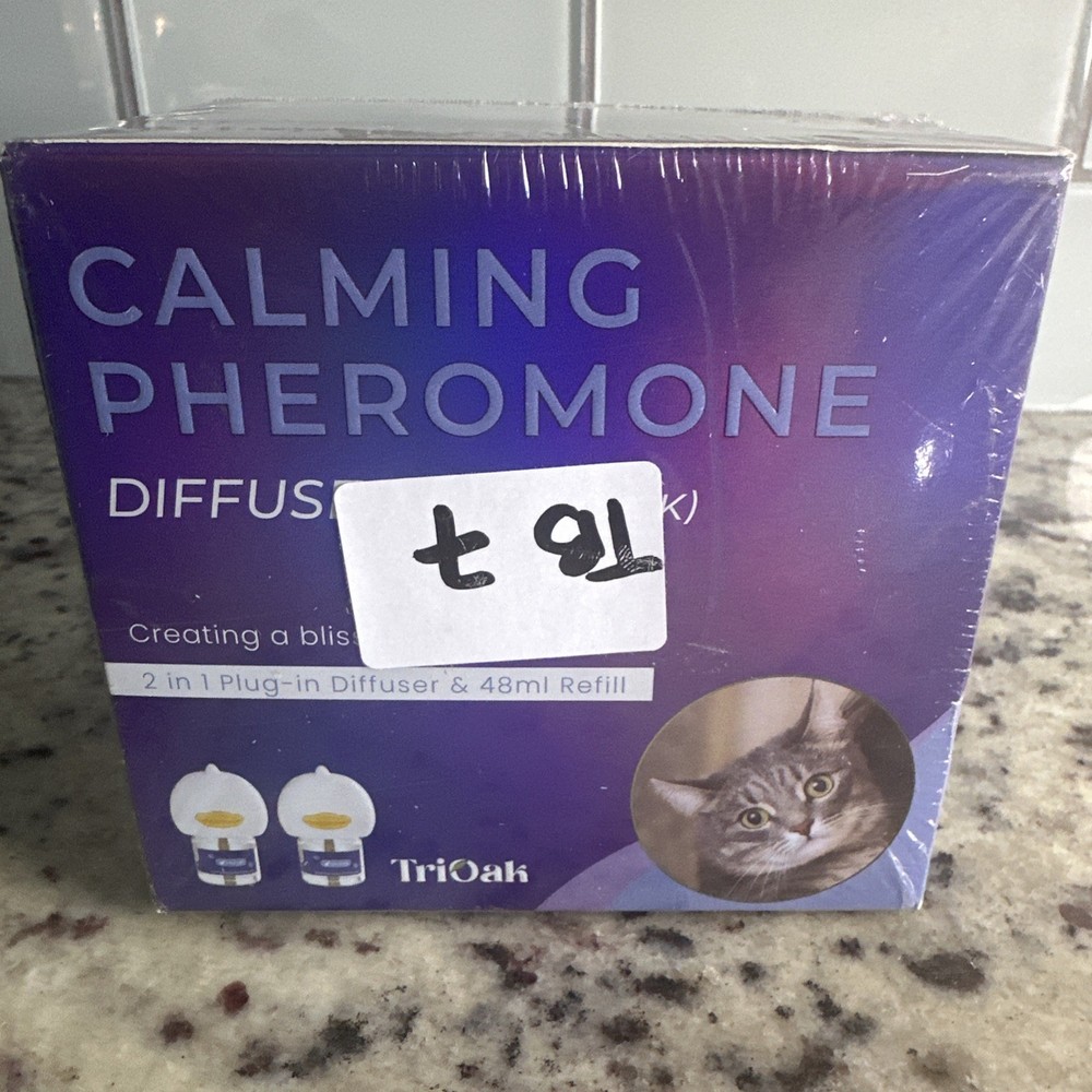 TriOak Cat Calming Diffuser Kit Feline Anxiety Relief Pheromone Kit 2 Diffusers