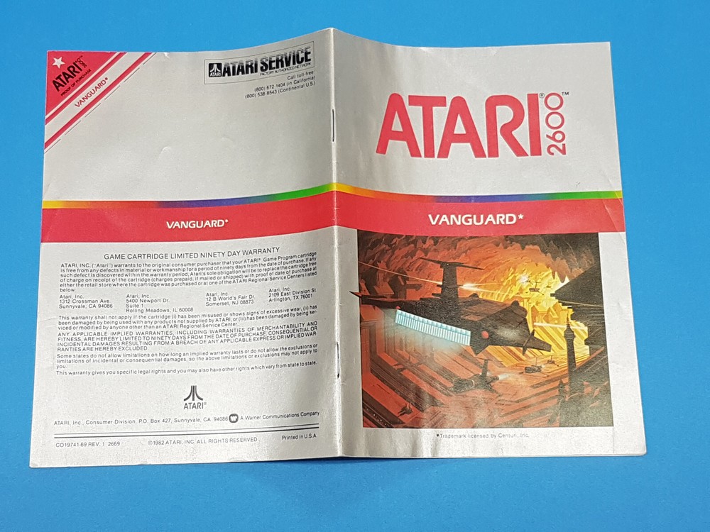 Vanguard Atari 2600 Authentic Manual Only *Water damage