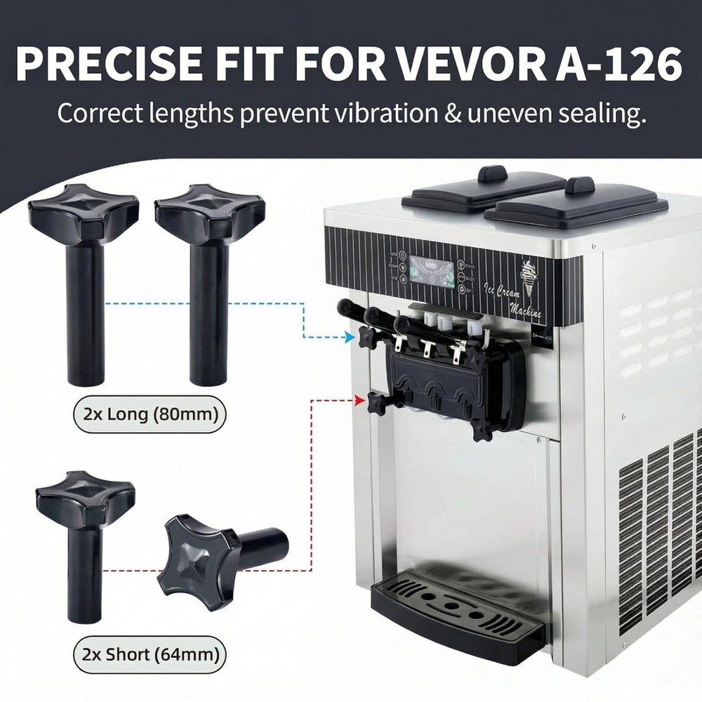 M8 Soft Serve Ice Cream Machine Replacement Parts, 4-Pack Solid-Core Star Shaped