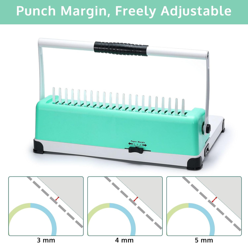 OFFNOVA Binding Machine, 21-Hole 450 Sheets Paper Comb Binding Machine for Lette
