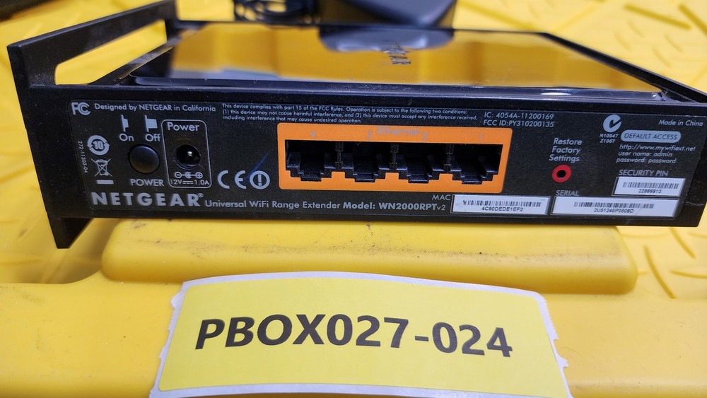 PBOX027-024 | NetGear WN2000RPTv2 Repeater WiFi Range Extender